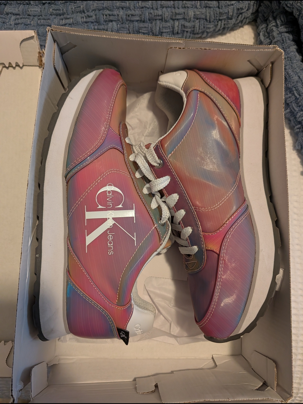Calvin Klein Jeans Iridescent Pink Lavender Trainer Sneakers